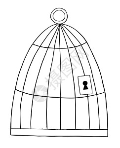 卡通矢量图的鸟 cag绘画自由艺术金属监狱生活笼子安全焦虑手绘图片