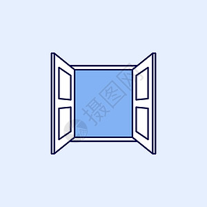 打开的窗口简单图标向量 线性风格的窗口符号图片