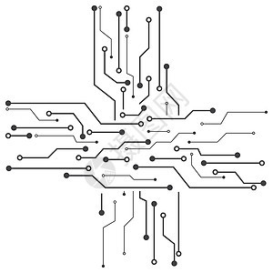 电路板线 cpu 芯片图标插图 vecto控制器半导体芯片组内存工程木板技术电子产品硬件科学图片