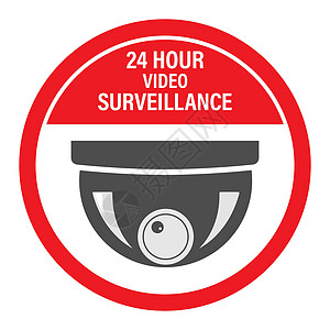 24小时视频监控 矢量视频监控标志与 inscriptio空白控制监视技术电子警卫安全电子产品电气警告图片