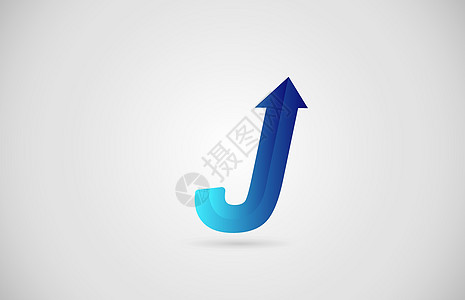企业和公司的蓝色渐变箭头 J 字母表字母标志图标 企业创意设计图片