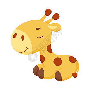 可爱的小睡长颈鹿 有趣的卡通人物印刷贺卡婴儿送礼会邀请墙纸家居装饰 明亮的彩色幼稚股票矢量图图片