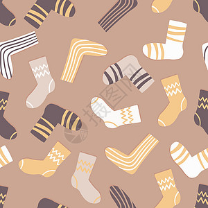 棉袜中与现代五颜六色的袜子的无缝模式 涂鸦风格的时尚配饰 各种棉脚布 用于 web 和印刷品的卡通袜子用于邀请卡织物纺织品 它制作图案设计图片