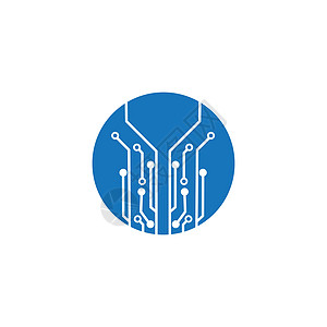 圆圈图标中的电路板 技术标志设计模板符号图标矢量矢量标识身份活力品牌电脑网络公司蓝色科学商业图片