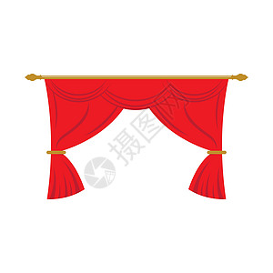 红色窗帘檐口装饰国内织物内饰喜剧布料丝绸名声戏剧房间展示大厅音乐会插图图片