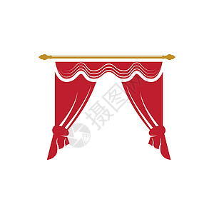 红色窗帘檐口装饰国内织物内饰歌剧喜剧剧院风格插图奢华布料展示礼堂大厅图片