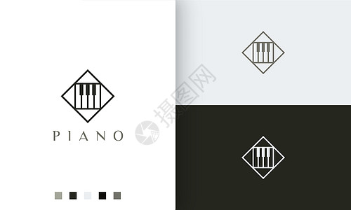 简单而现代的钢琴课程标志或 ico图片