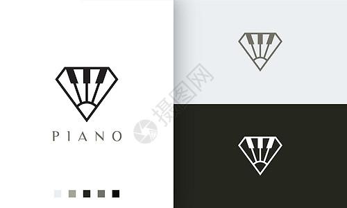 钻石形状的简单现代钢琴标志或图标图片