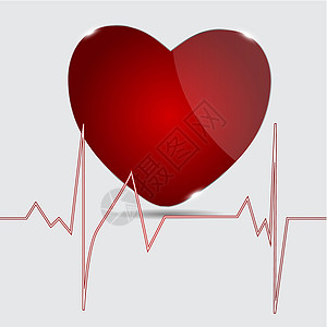 与心脏的心电图 矢量图痕迹手术技术静脉诊所脉动电脑活力外科插图图片