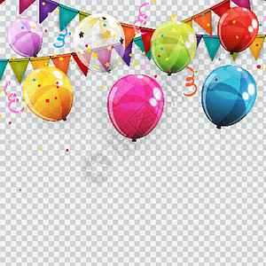 一组颜色有光泽的氦气球背景 生日周年庆典派对装饰用气球套装 它制作图案矢量反射细绳丝带空气飞行礼物团体玩具展示橡皮图片