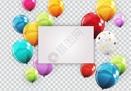 一组颜色有光泽的氦气球背景 生日周年庆典派对装饰用气球套装 它制作图案矢量礼物乐趣娱乐插图丝带空气团体假期飞行展示图片