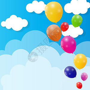 颜色有光泽的气球背景矢量图礼物生日标签边界惊喜乐趣节日空气狂欢艺术图片
