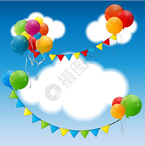 颜色有光泽的气球背景矢量图幸福反射空气团体墙纸卡通片庆典边界派对乐趣图片