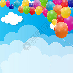颜色有光泽的气球背景矢量图卡片乐趣墙纸节日生日飞行卡通片庆典横幅反射图片