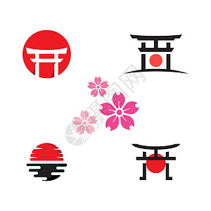 门日本矢量图标设计它制作图案旅游宝塔神道建筑学纪念碑插图宗教文化日落历史性图片