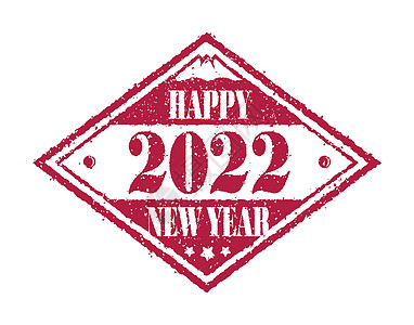 2022 年新年橡皮图章插图系列打印假期海豹墨水标签红色邮票球形问候语烙印图片