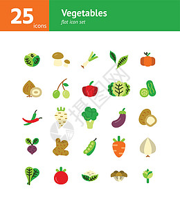 蔬菜平面图标集图片