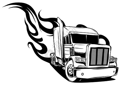 矢量卡通半卡车 矢量插图设计火焰车轮速度交通货车加载卡通片船运漫画绘画图片
