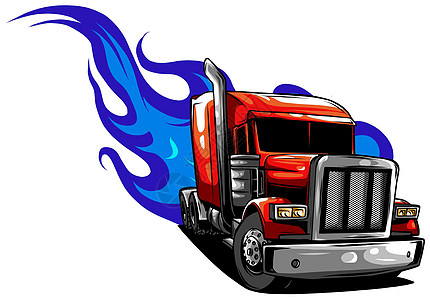 矢量卡通半卡车 矢量插图设计柴油机绘画车轮消防队员运动肌肉引擎排气玩具加载图片