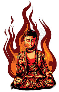 佛像的矢量宗教图标 金佛盘坐祈祷卡通片剪贴上帝艺术佛教徒冥想雕塑佛性标志禅定图片