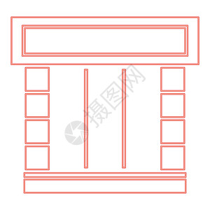 霓虹灯店面红色矢量插图平面样式图像图片