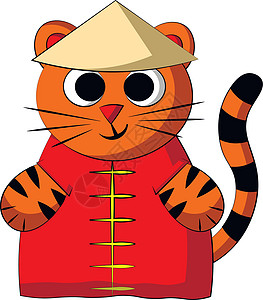 老虎和猫可爱的卡通中国虎 在科罗拉多画插图设计图片