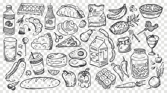 手绘餐涂鸦 se胡椒营养蜂蜜铅笔牛奶糖果粉笔洋葱辣椒萝卜图片