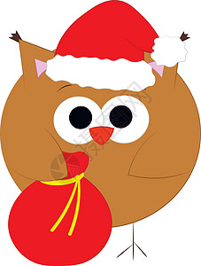 可爱的卡通圣诞猫头鹰 在科罗拉多画插图图片
