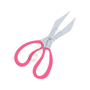 白色背景上的粉红色剪刀 平面样式中的矢量插图图片