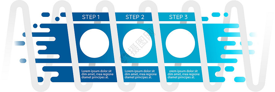 发明信息图表设计模板 科学项目 带有空白复制空间的抽象矢量信息图 具有 3 个步骤序列的教学图形 可视化数据呈现图片