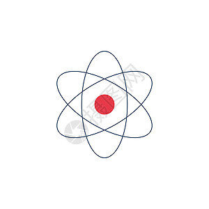 原子图标科学符号现代最小平面设计风格 矢量图 在白色背景上孤立的股票矢量图物理质子粒子教育药品圆形电子化学生物学活力图片