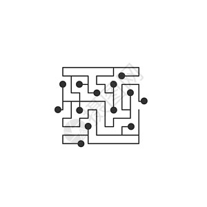 电路板图标 抽象方形 IT 迷宫 技术符号 计算机软件概念 动力元素 平面设计 矢量插图图片