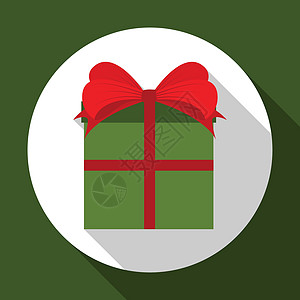 有长长的阴影的绿色背景上的蝴蝶结的礼品盒 圣诞节和新年贺卡的矢量插图 平面设计  EPS1图片
