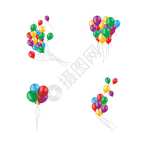 现实的气球它制作图案节日乐趣庆典生日狂欢丝带插图纪念日派对惊喜图片