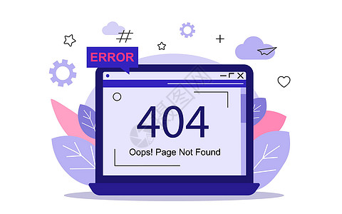 404 错误页面未在计算机屏幕上找到用于网页登陆页面插画矢量 EP 的模板图片