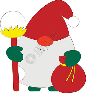 圣诞圣诞圣诞老人带麻袋 用颜色绘制插图图片