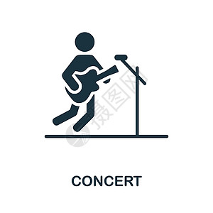 音乐会图标 来自大城市生活系列的单色标志 网页设计信息图表和 mor 的创意音乐会图标插图图片