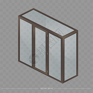 等距的棕色金属塑料阳台 法国阳台矢量项目 写实风格图片
