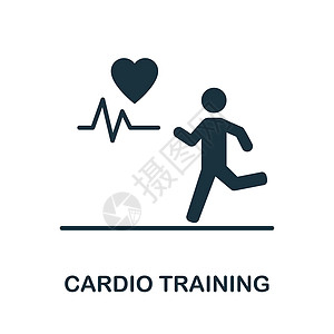 心肺训练图标 健身房系列中的单色标志 用于网页设计信息图表和 mor 的创意有氧运动训练图标说明图片