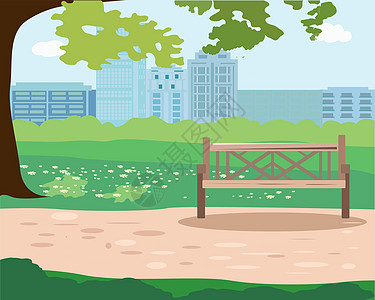 夏天树和长凳的城市公园图片