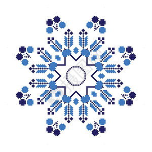 蓝色科罗拉多民族装饰曼陀罗几何图案抛光民间打印艺术假期蓝色针织星星纺织品新年图片