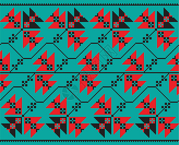 一套不同颜色的民族花卉几何图案装饰品 它制作图案矢量打印纺织品星星艺术民间刺绣边界国家抛光手工图片