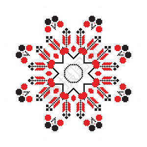 红色科罗拉多民族装饰曼陀罗几何图案纺织品星星民间针织抛光刺绣假期边界打印国家图片