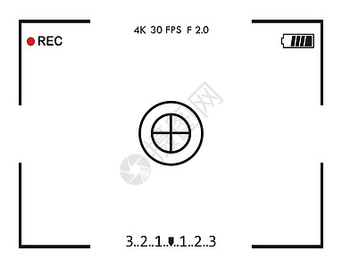 摄像头框架视图屏幕 矢量插图 平面条纹作品电影镜片录像快照摄像机监视凸轮电影院图片