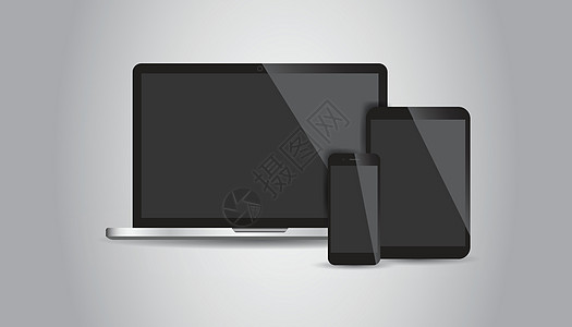 现实设备平面图标 灰色背景上的矢量图解手机细胞屏幕电话商业广告上网空白工具互联网图片