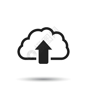 云线图标 互联网下载符号 白色背景上的平面矢量图收藏天空网络夹子插图艺术技术计算天气托管图片