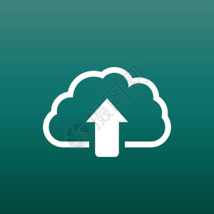 云线图标 互联网下载符号 绿色背景上的平面矢量图网络插图夹子艺术天气技术计算收藏天空托管图片
