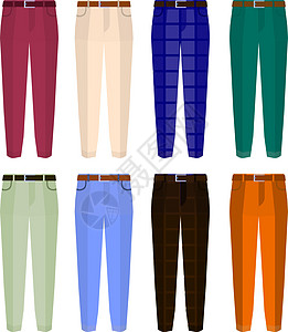 男士不同颜色的经典长裤套装 平面设计 Vecto图片