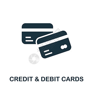 信用卡借记卡图标 来自银行业务集合的单色符号 用于网页设计信息图表和 mor 的创意信用卡借记卡图标插图图片