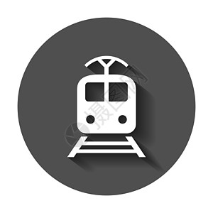 火车运输图标 矢量图和长长的影子 商业概念火车象形图互联网机车阴影黑色绘画网站铁路乘客速度民众图片